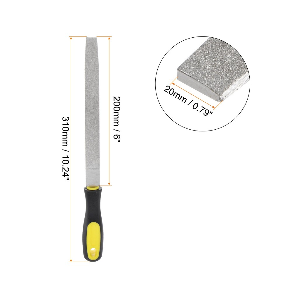 Diamond Coated File 8 Inch 80 Grits Flat Files Tools with Plastic Handle
