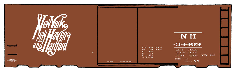 K4 O Scale Decals New Haven 40 Ft Boxcar White Script Logo