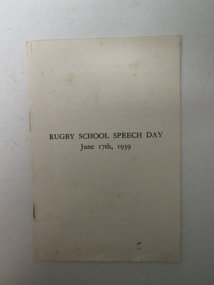 Rugby School Speech Day programme. 17 June 1939.