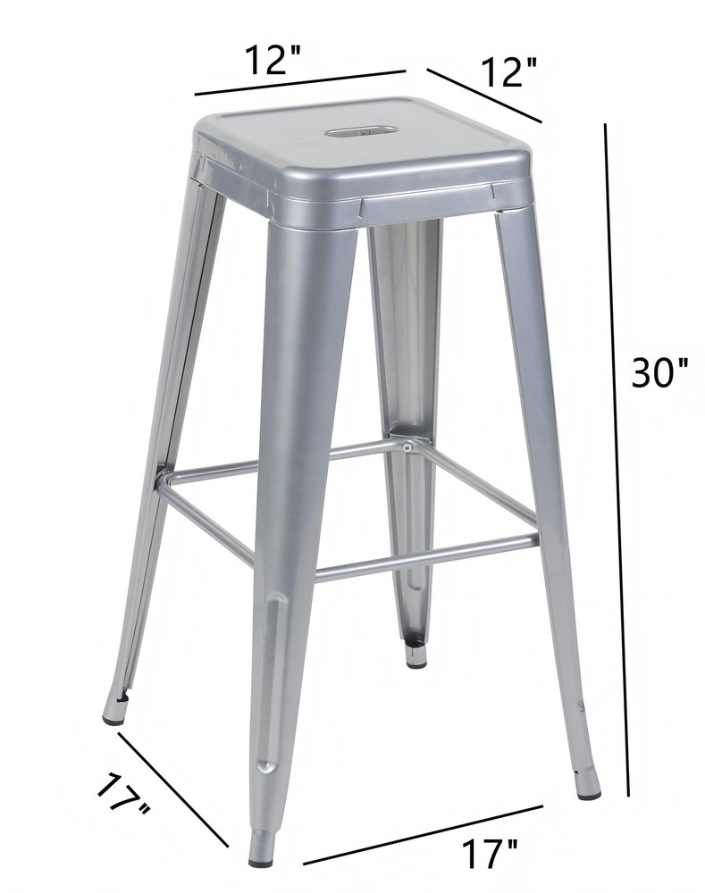 30 Inch Counter Height Stool, Backless Metal Bar Stools Set of 2, Non-Stackabl