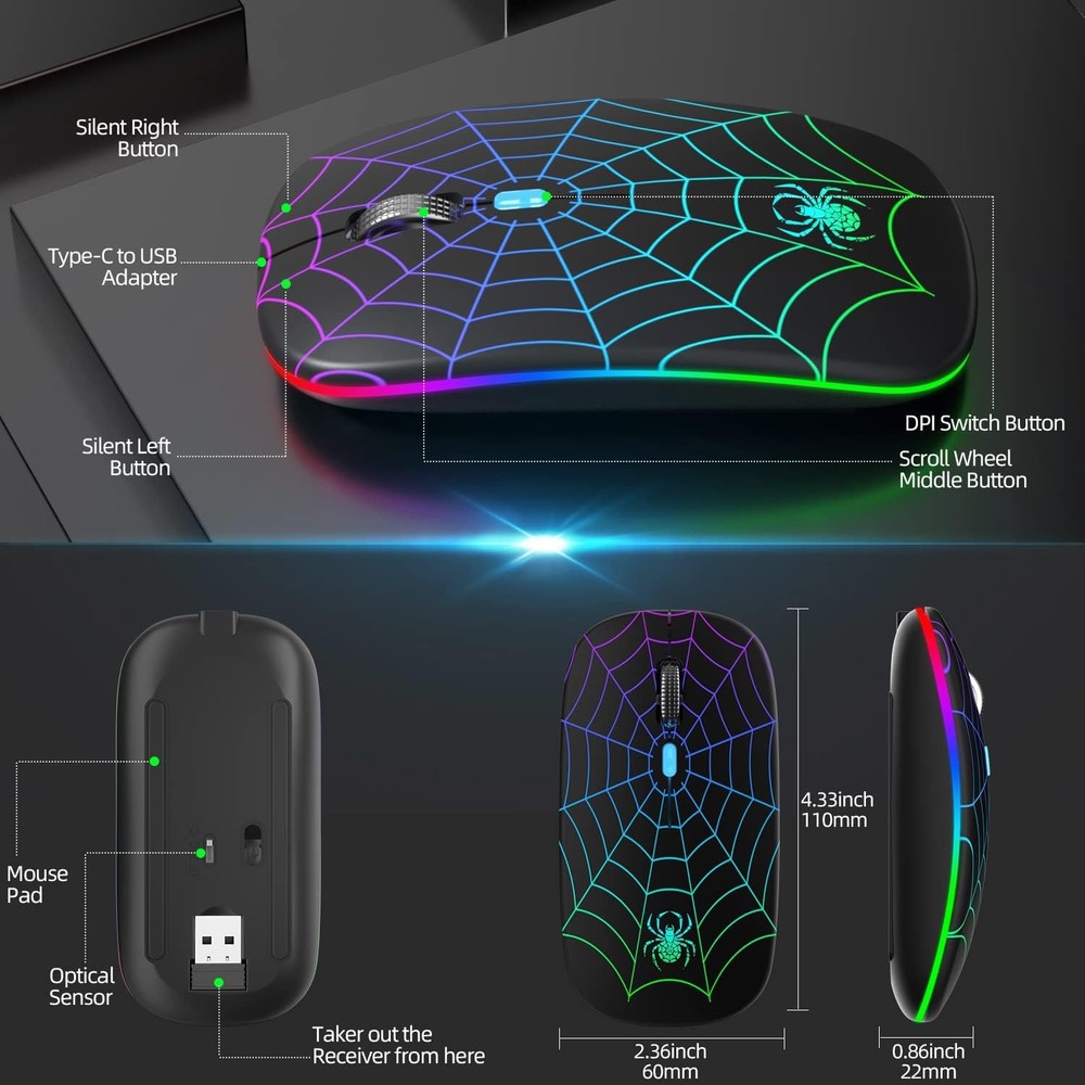 Wireless Optical Mouse with Dual Receiver for Computer