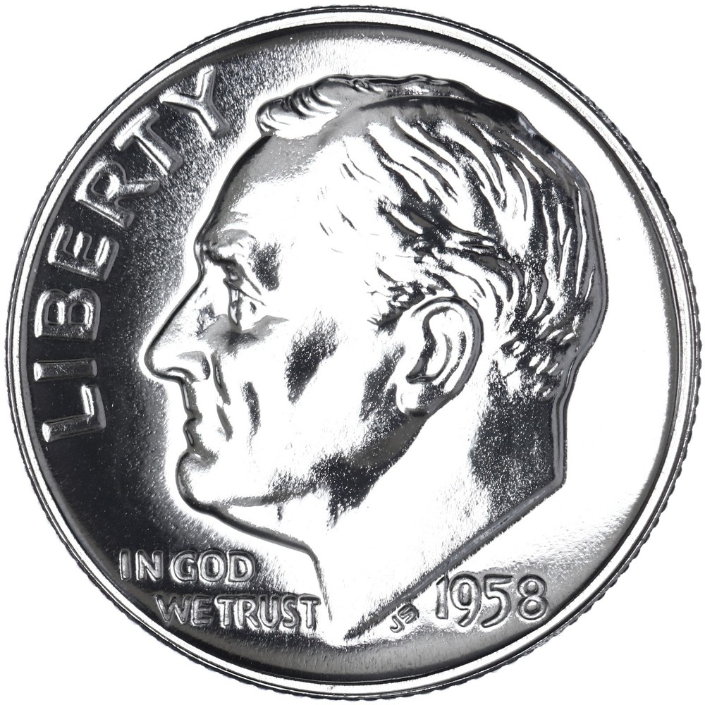 1958 (P) Roosevelt Dime Gem Proof 90% Silver