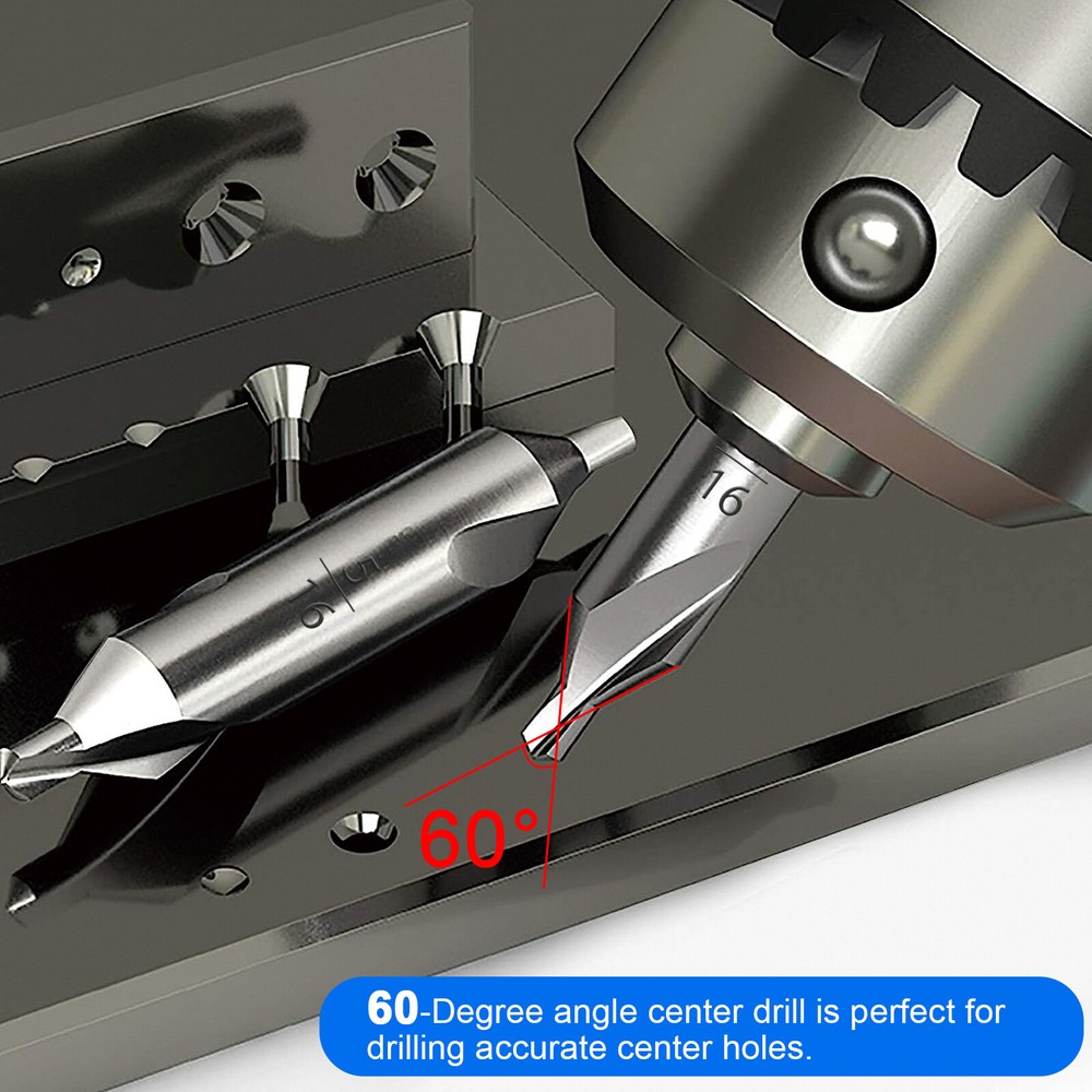 7Pcs HSS Center Drill Bits 60° Combined Countersink Spotting Tools Metalworking