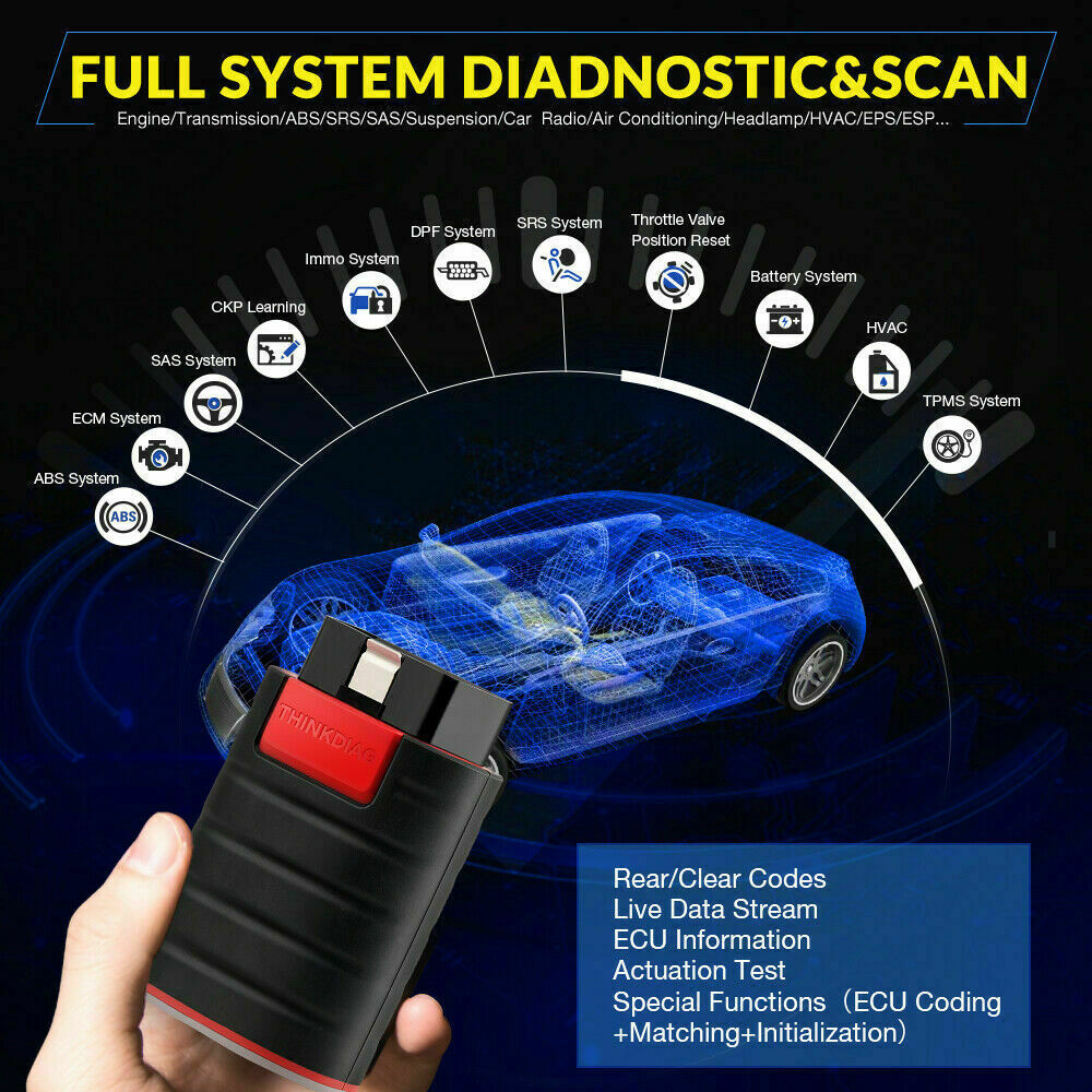 THINKCAR OBD2 Bluetooth Scanner - Read/Erase Codes & ECU Programming For iOS