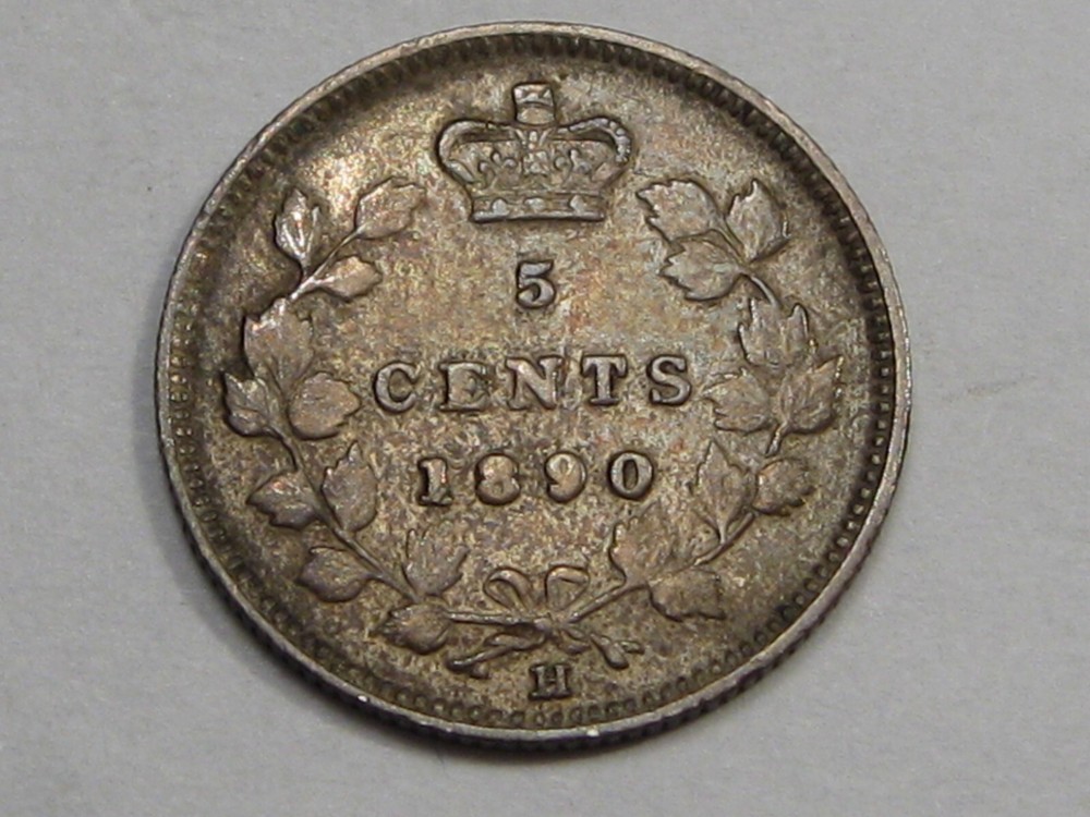 F/VF 1890-H Five Cent 5¢ CANADA. #34