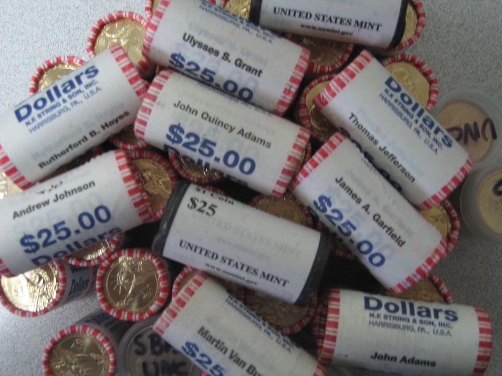 Lot: 5  Rolls: 2008  James Monroe Dollars-Bank Roll Uncirculated.
