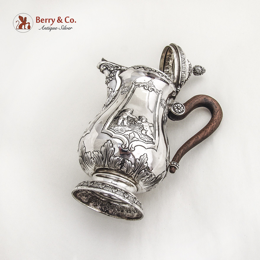 Ornate Pitcher Baroque Repousse Design Sterling Silver 1870-1890