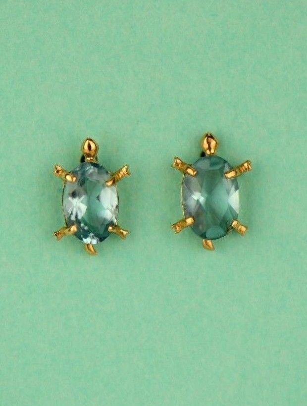 14k Yellow Gold Turtle Birthstone Stud Earring
