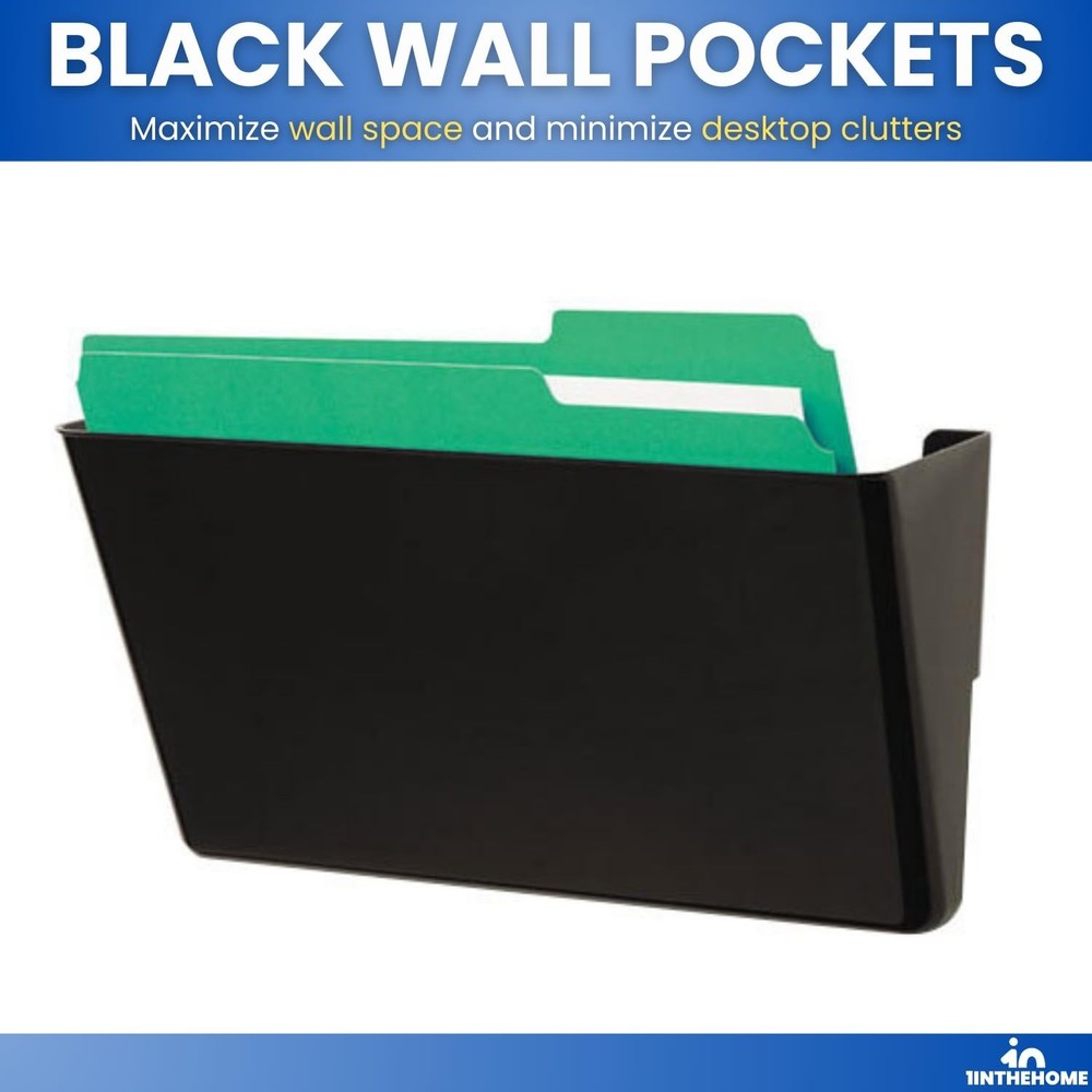 Single Pocket Black Wall File, Letter Size 1 Pocket