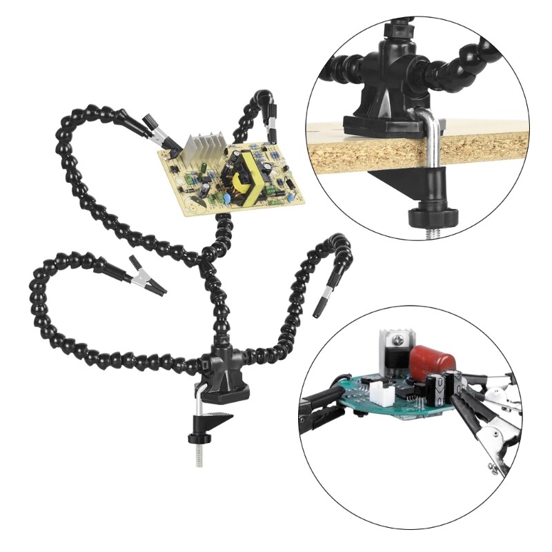 Convenient Soldering Aid Stable Base and Insulated Clips for Secure Work