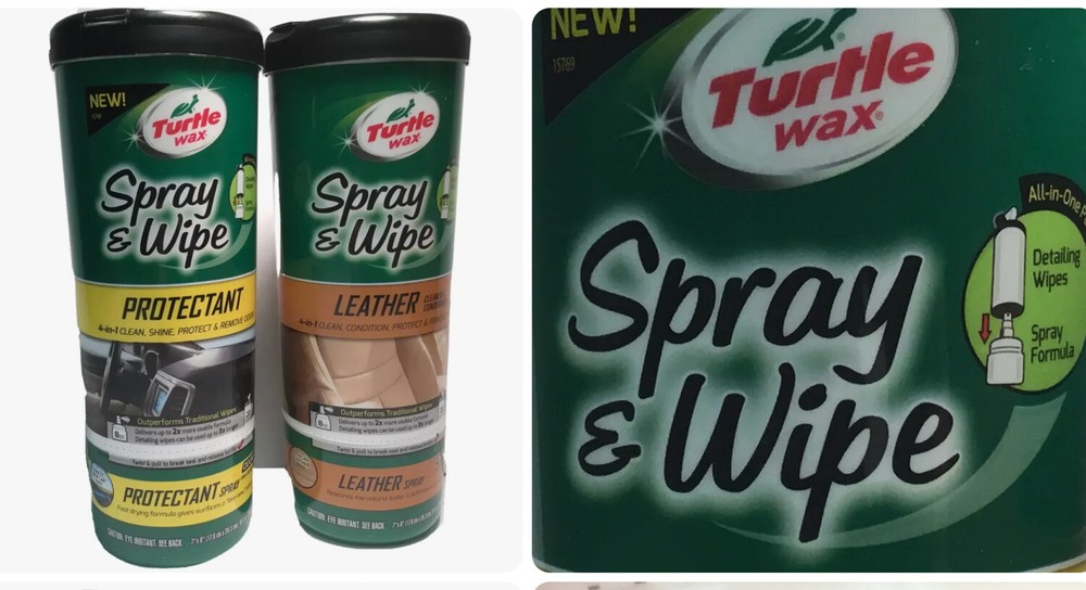 Turtle Wax Spray & Wipe Leather and Protectant Wipes Combo Protect Remove Odor
