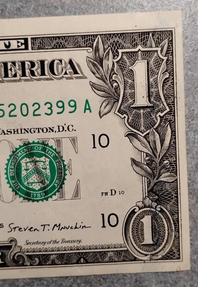 Currency Mint Error Miscut 2017 A $1 Note J35202399A