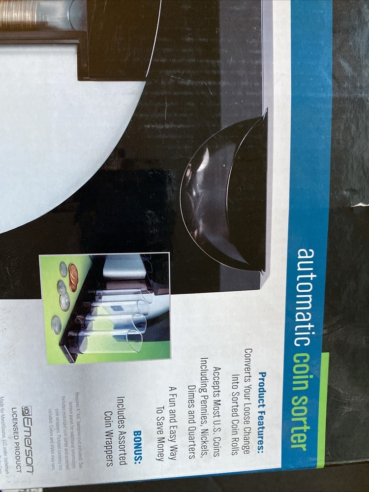 Emerson 4-Barrel Automatic Coin Sorter - Black New Open Box