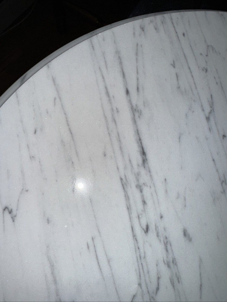 Vintage Solid Replacement 18” Marble Table Top (Italy) White & Gray Veining