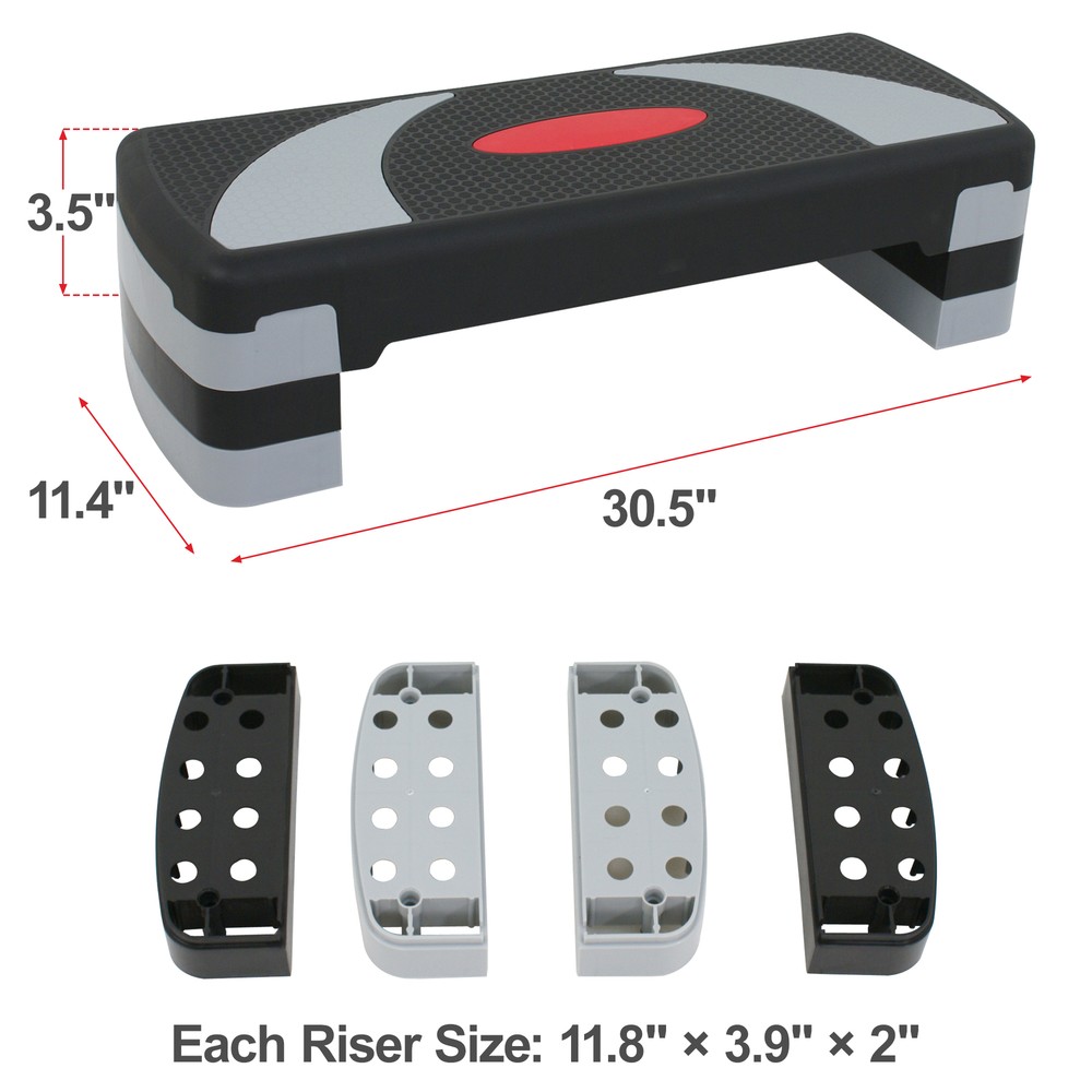31" Aerobic Step Platform Exercise Stepper Workout Step Adjust w/Risers 3 Colors