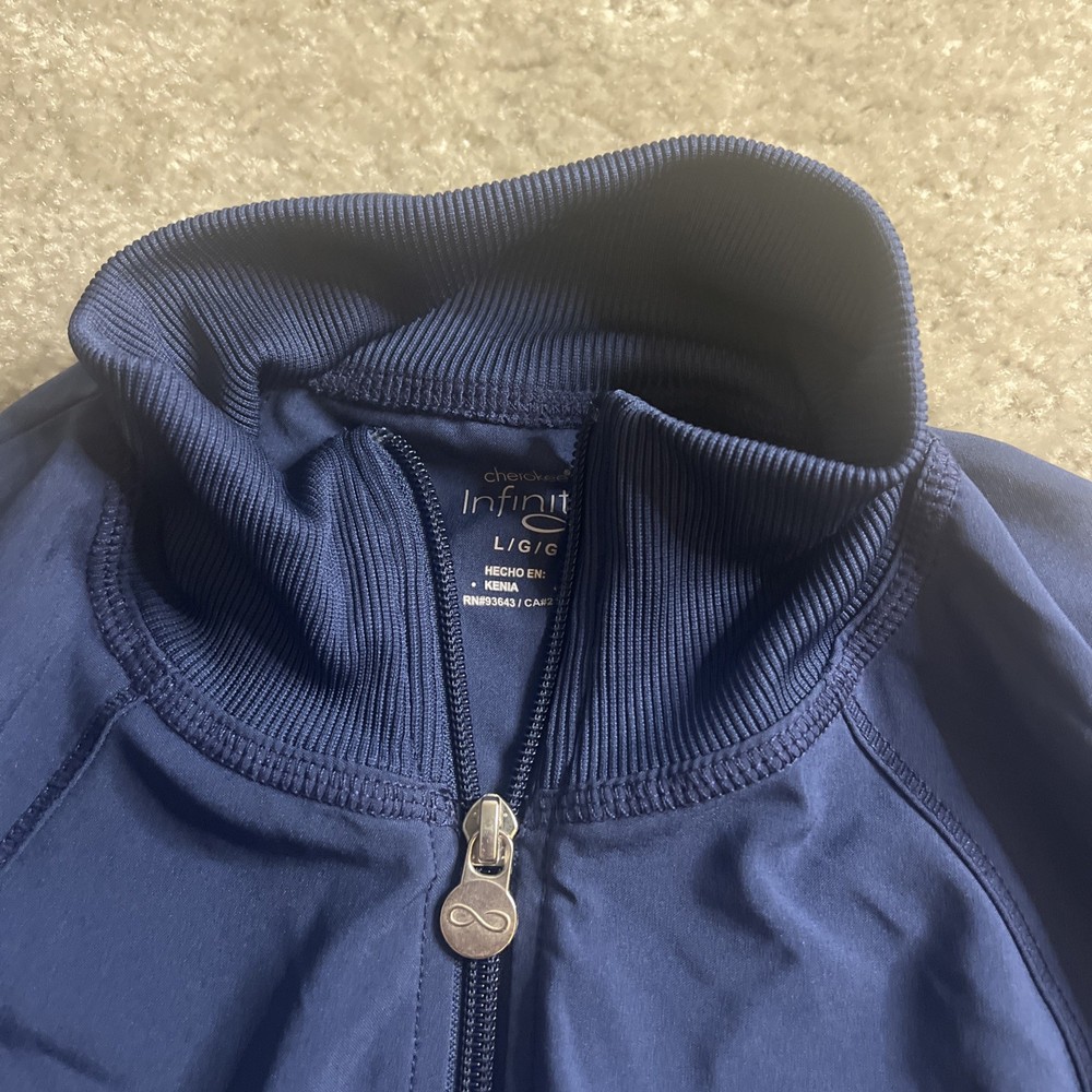 Cherokee Infinity Scrub Zip Up Jacket - Navy Blue - Large - Womens