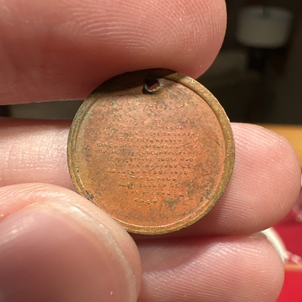 Unknown Token Log Cabin And Lords Prayer, Unknown Maker And Era