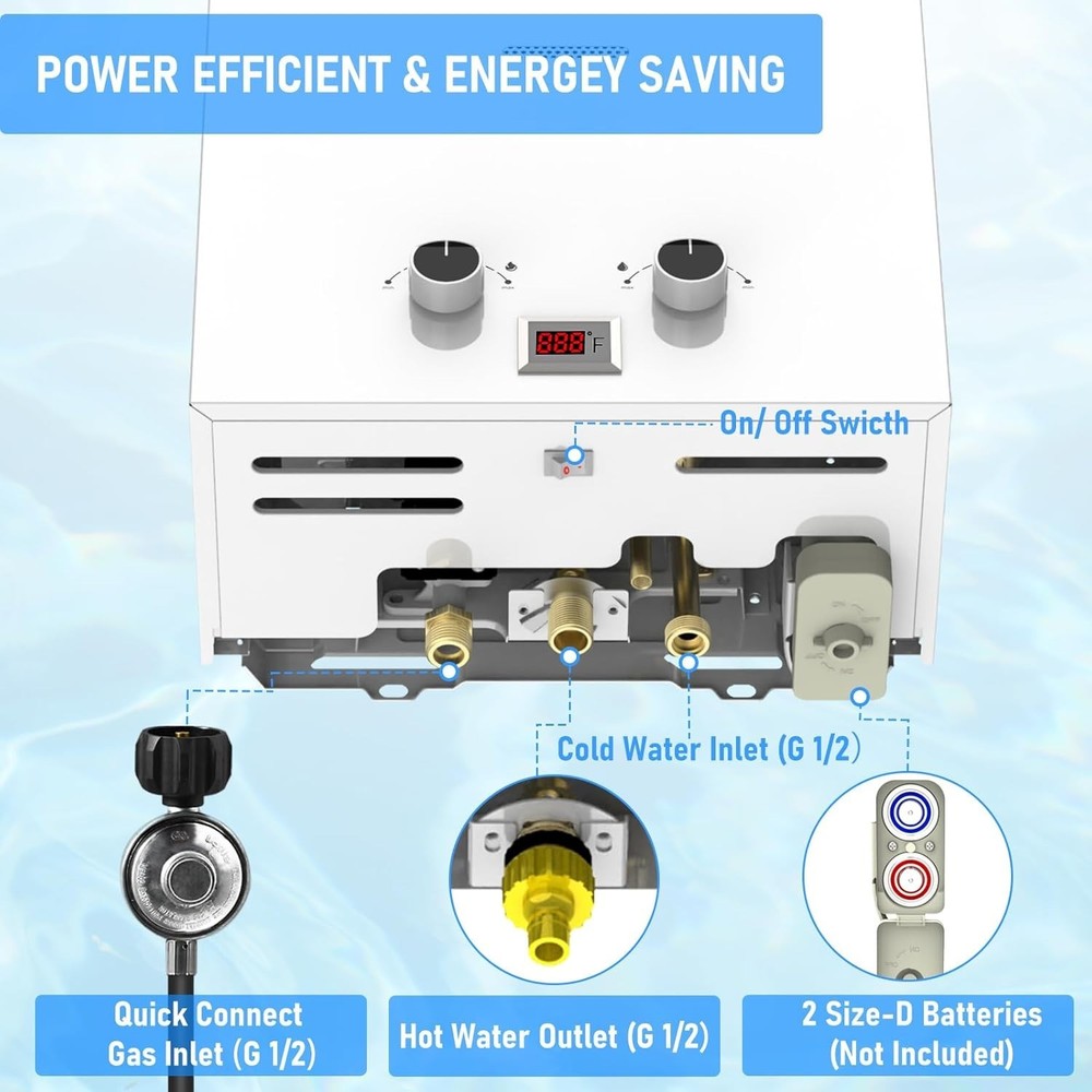 Calentador de agua sin tanque, calentador de agua a propano para exteriores, cal