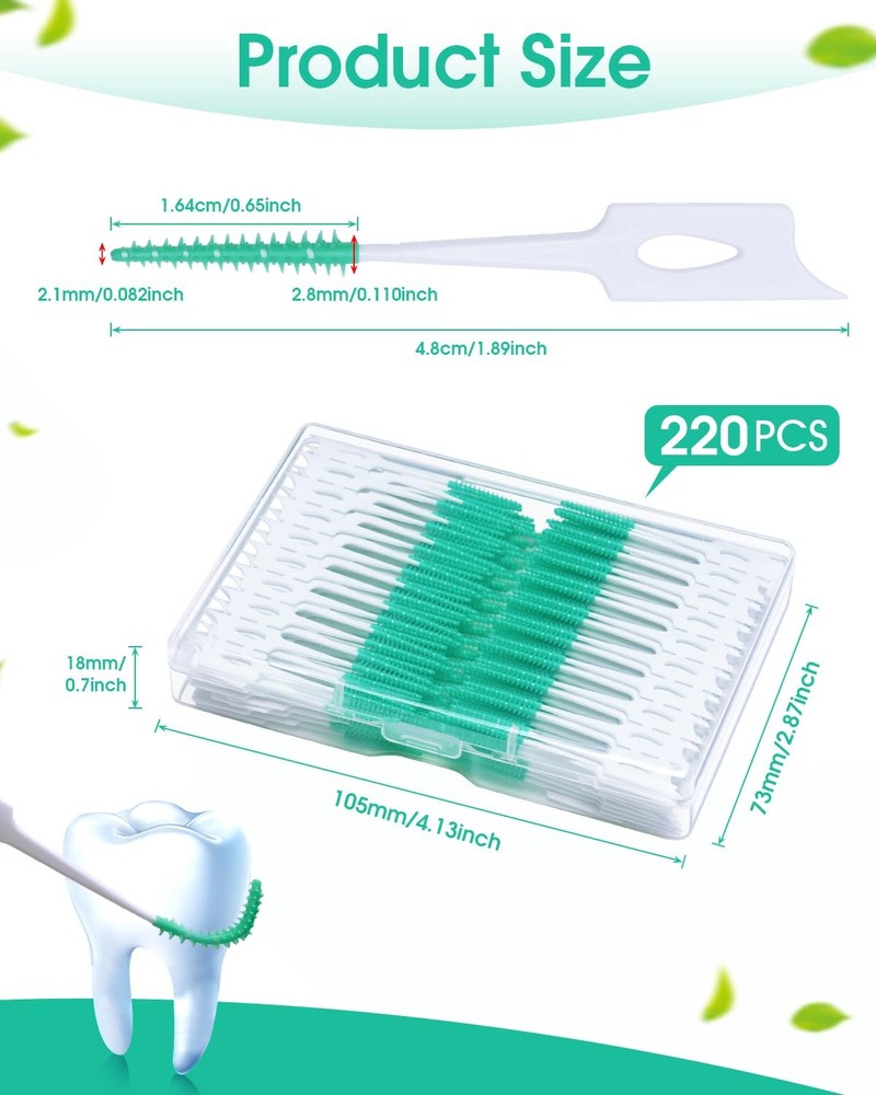 Clean Between Teeth Easily - 220 Dental Floss Picks with Case
