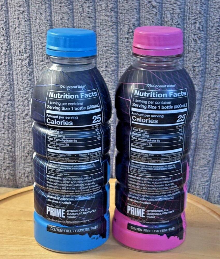 Two Prime Hydration EMPTY BOTTLES X 500ml Logan Paul Blue and Pink