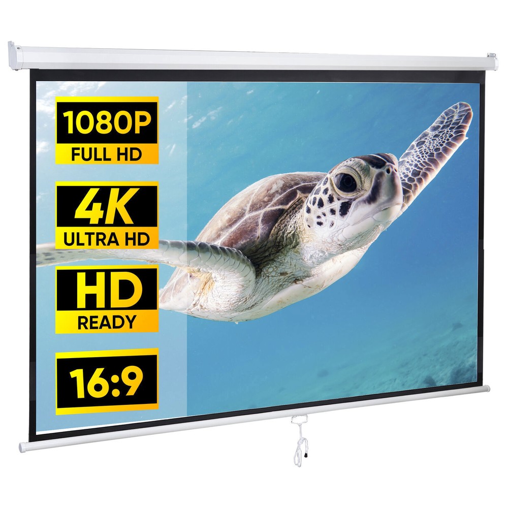 80 inch Indoor Outdoor Projection Screen Manual Pull Down Projector Screen Home