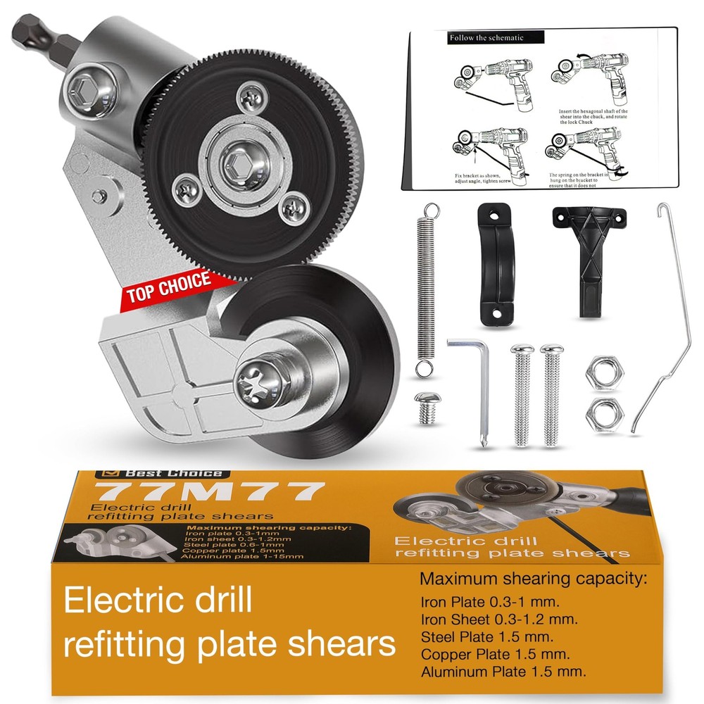Premium Metal Cutter Drill Attachment Sheet Nibbler Tool Powered...