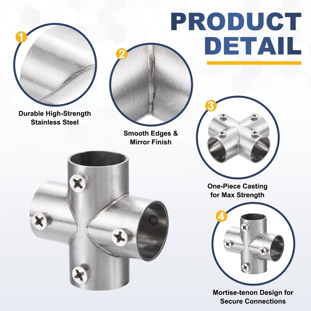 3Pcs End Rail Clamps 3/4" 90 Degree Right-Angle Structural Pipe Connector 4-Way