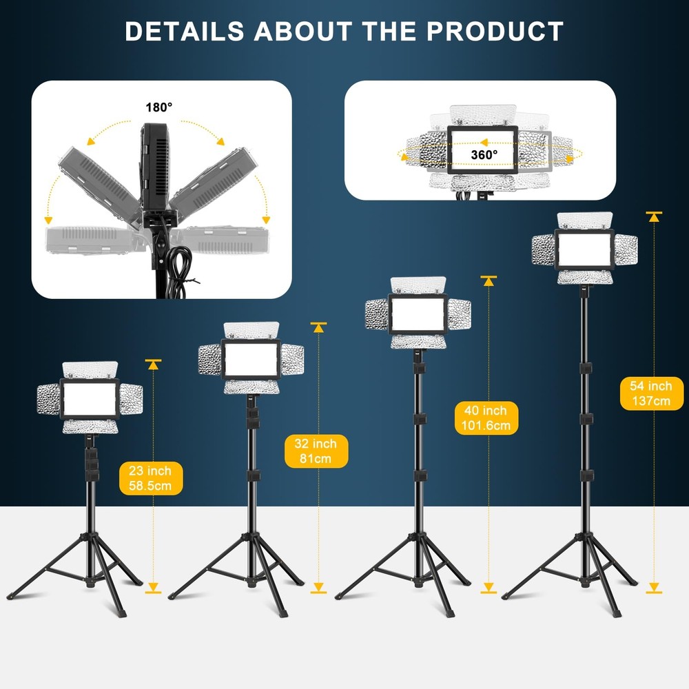 2 Pack LED Video Lighting Kit - 5600K Adjustable USB Studio Light with Barndo...