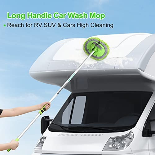 62" Car Wash Brush Kit - Long Handle Microfiber Mop, Detailing Tools, Squeegee &