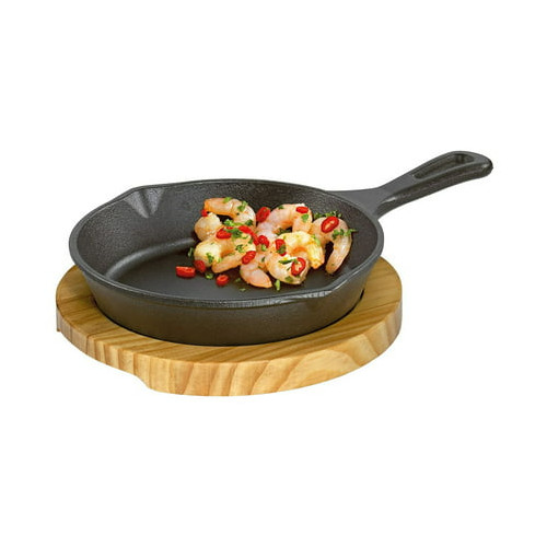 Kuechenprofi Serving Pan Round With Wooden Board Home Kitchen