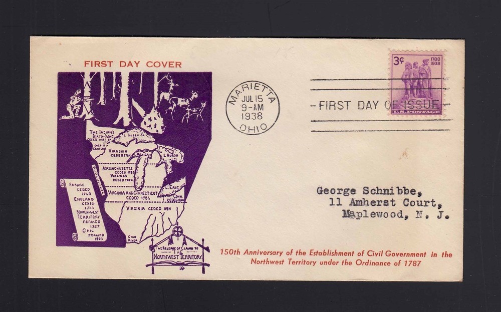 FDC: #837 1938 3c Northwest Territory - PILGRIM Cachet