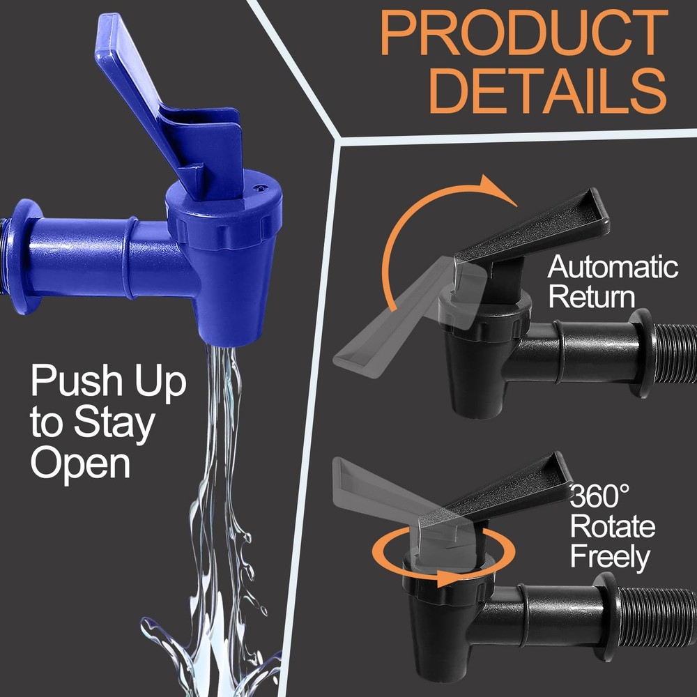 2Pcs Bpa-Free Replacement Cooler Faucet, Plastic Water Spigot Spout Dispenser Ta