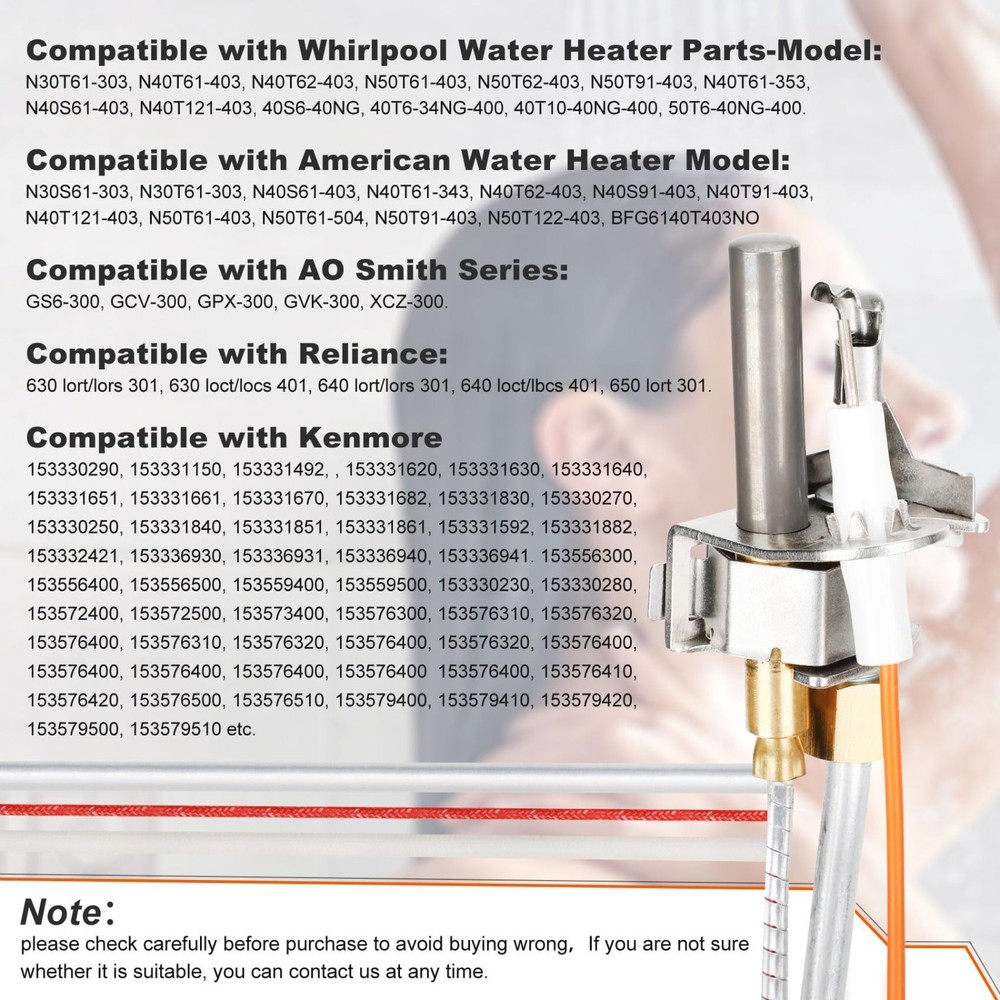 Water Heater Pilot Assembly Upgrade, Fits Whirlpool & A.O. Smith Models