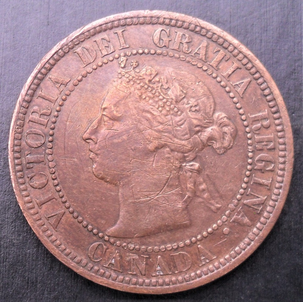 1882 H  Canada Cent , older copper coin         # 1396