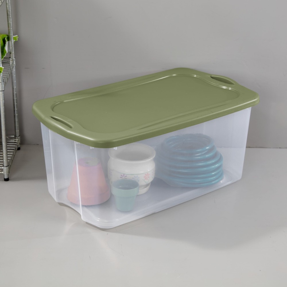 Storage Bin, Full-Grip Handles, Green