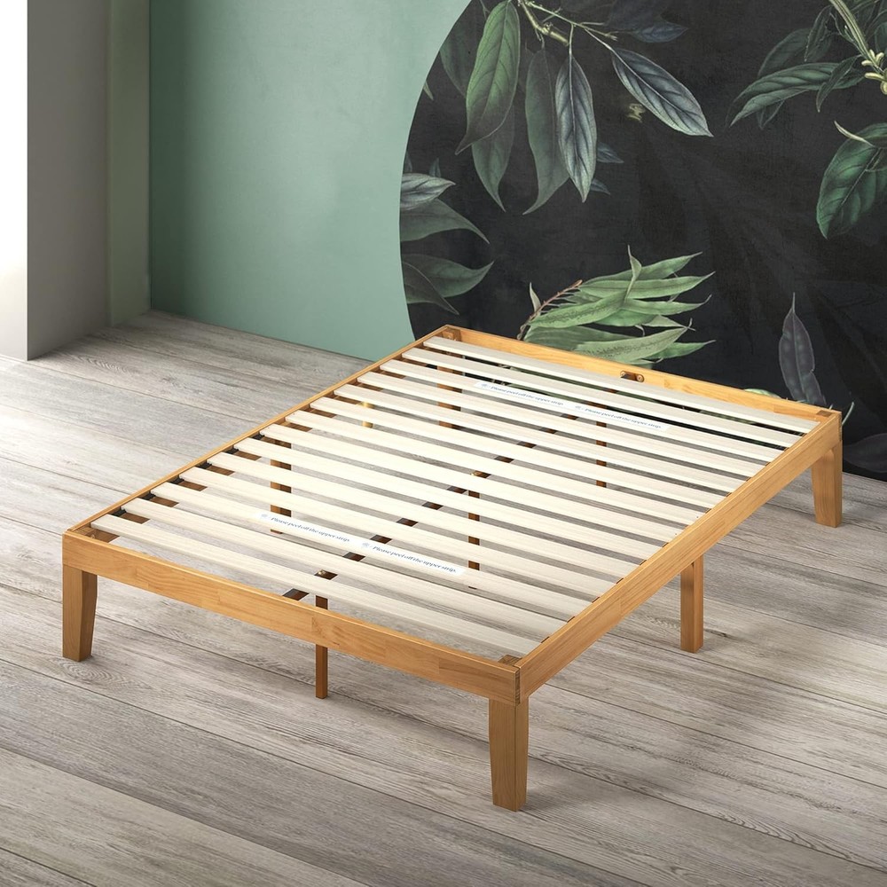 Moiz Wood Platform Bed Frame / Wood Slat Support / No Box Spring Needed / Easy