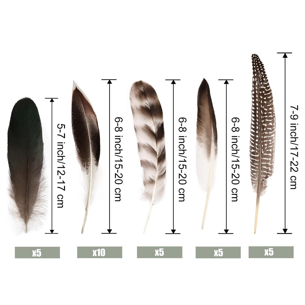 30 PCS Pheasant Feathers 5 Style Natural Mixed Decorative Spotted DIY Crafts