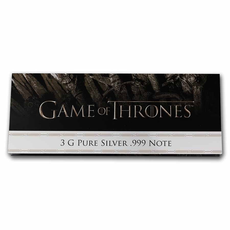 3 Gram $1 Samoa .999 Silver Game of Thrones Note with COA