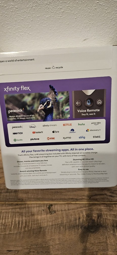 New Sealed Xfinity Flex 4K Streaming TV Box with Voice Remote Control!