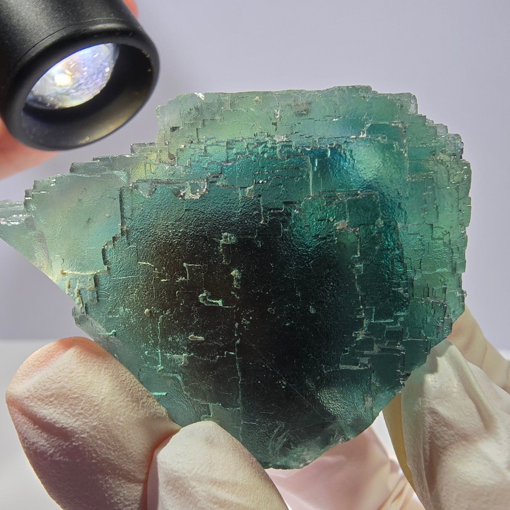 Clear Phantom Fluorite Cube Specimen, parquetted green Okorusu, Namibia