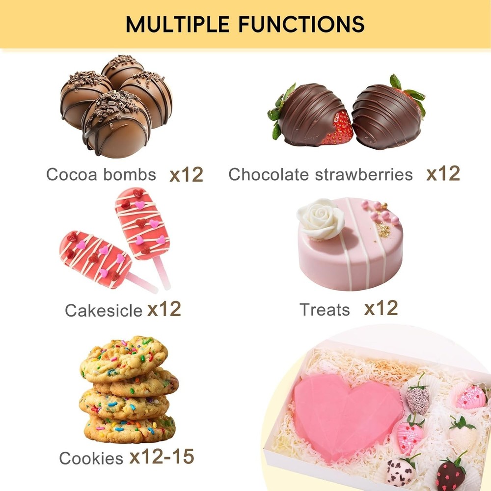 7pcs Cookie Boxes, 12x8x2.5 Inches White Bakery Boxes with 3 Style Window for...