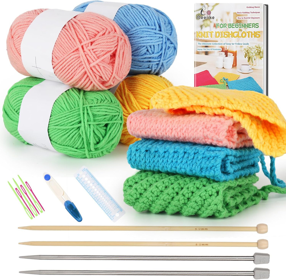 Knitting Kit for Beginners, Complete Beginner Crochet Kit Easy Including Knittin
