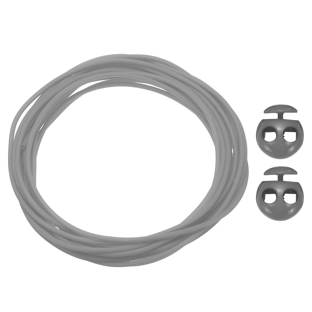 Hollow Pipe Rubber Cords with 2-Hole Plastic Cord Locks for DIY, Grey