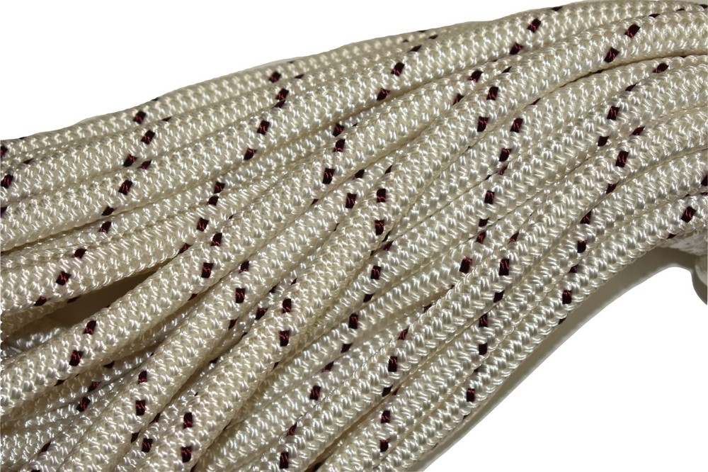 9/16" x 100 ft. Double Braid Polyester rope yacht braid white/burgundy