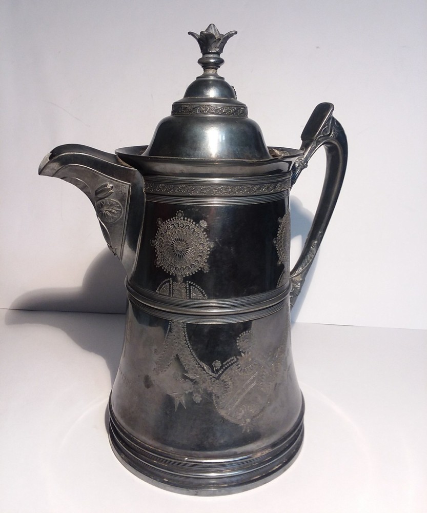 Reed Barton Ice Water Pitcher Seamless Lining Etched Silverplate Decorative Only