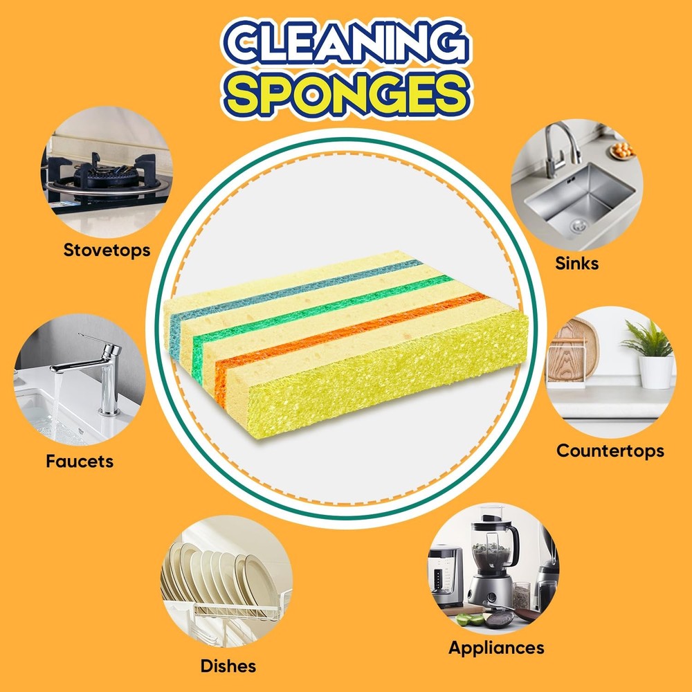 4 Pack Scrub Sponge Temperature Responsive Non Scratch Kitchen Cleaning Sponges