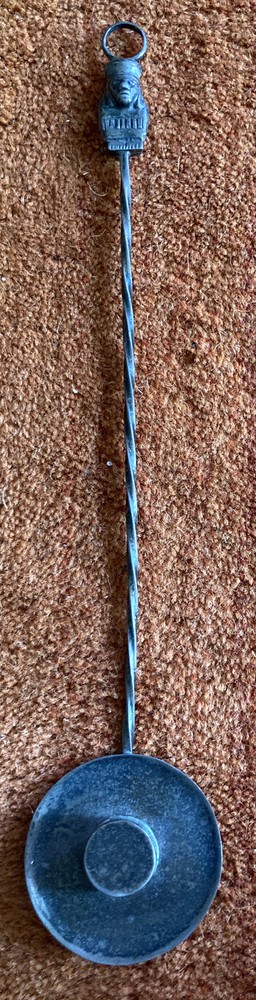 Antique 12” Unique Peruvian Sterling Silver Candle Snuffer God Handle Hat Form