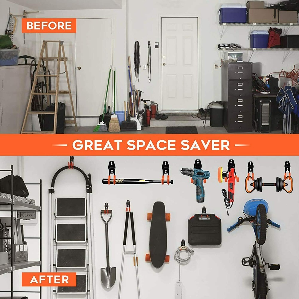 12 Pack Steel Garage Storage Utility Double Hooks Wall Organizer Tool Hanger