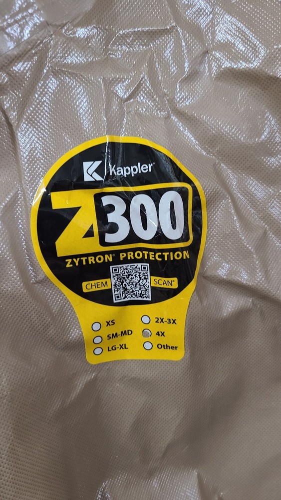 Zytron 300 Z300 Splash Protective Total Encapsulating Suit, Size 4X