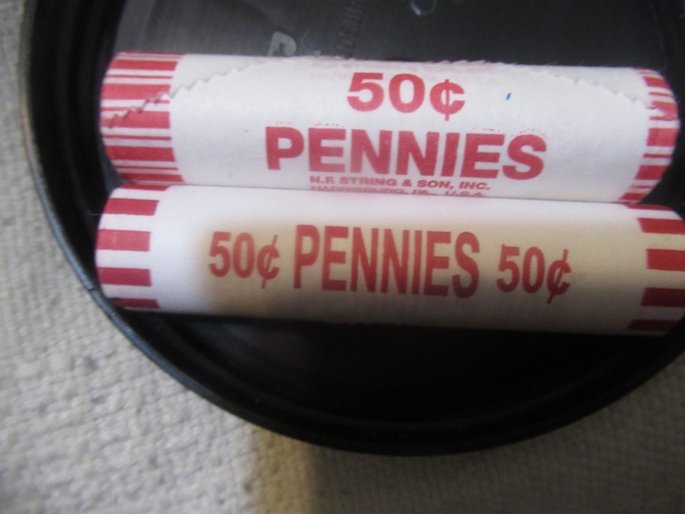 2 Unopened Bank Rolls   Shield Pennies (UNCIRCULATED)